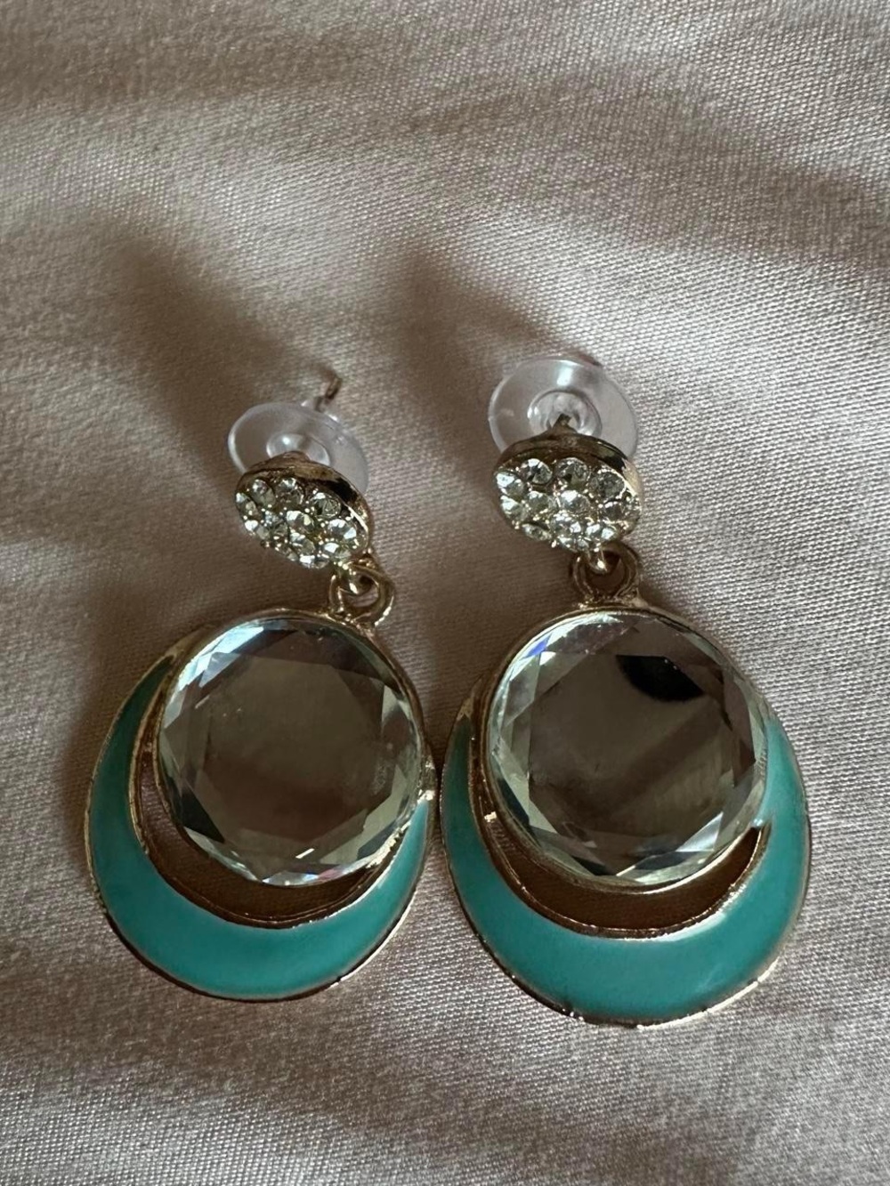 Turquoise Crystal Drop Earrings - Women Jewelry